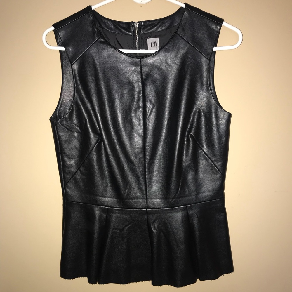Women’s faux leather peplum shirt